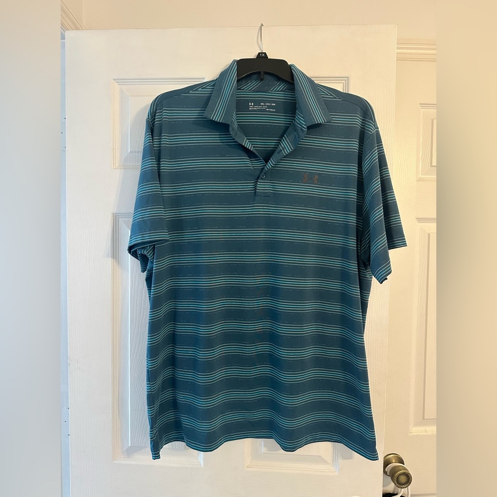 Under Armour Men's Teal Striped Polo Shirt